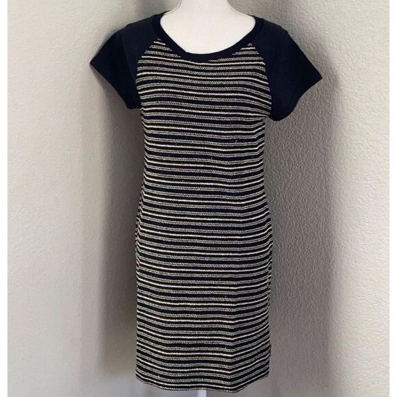 Anthropologie Sanctuary Metallic Gold & Silver Sequin Tweed Dress Size Medium - Picture 2 of 10